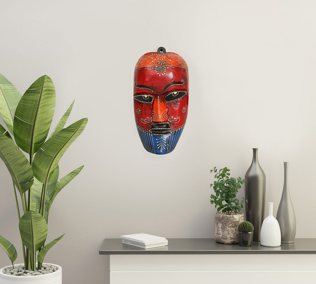 India Circus Cardinal Nymph Decorative Wooden Mask