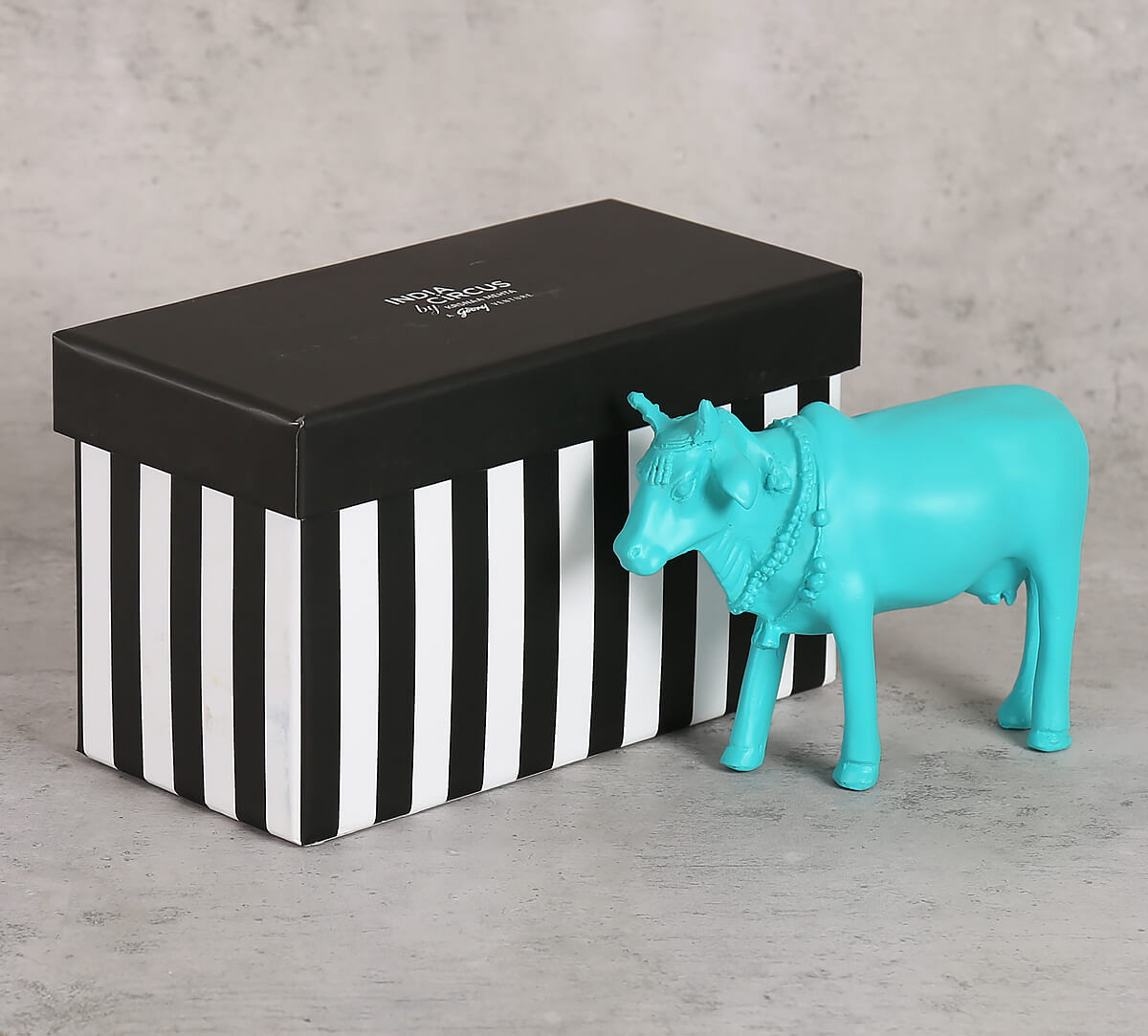 India Circus Cerulean Cow Figurine