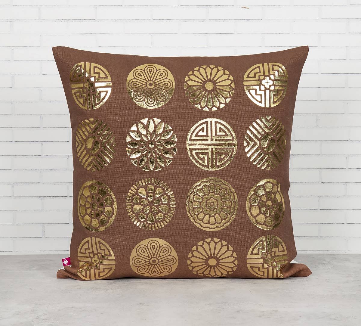 India Circus Chakra Motifs Foil Cushion Cover