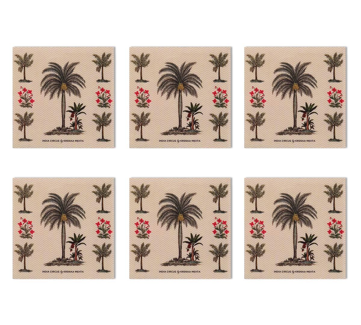 India Circus Chevron Palms MDF Table Coaster Set of 6