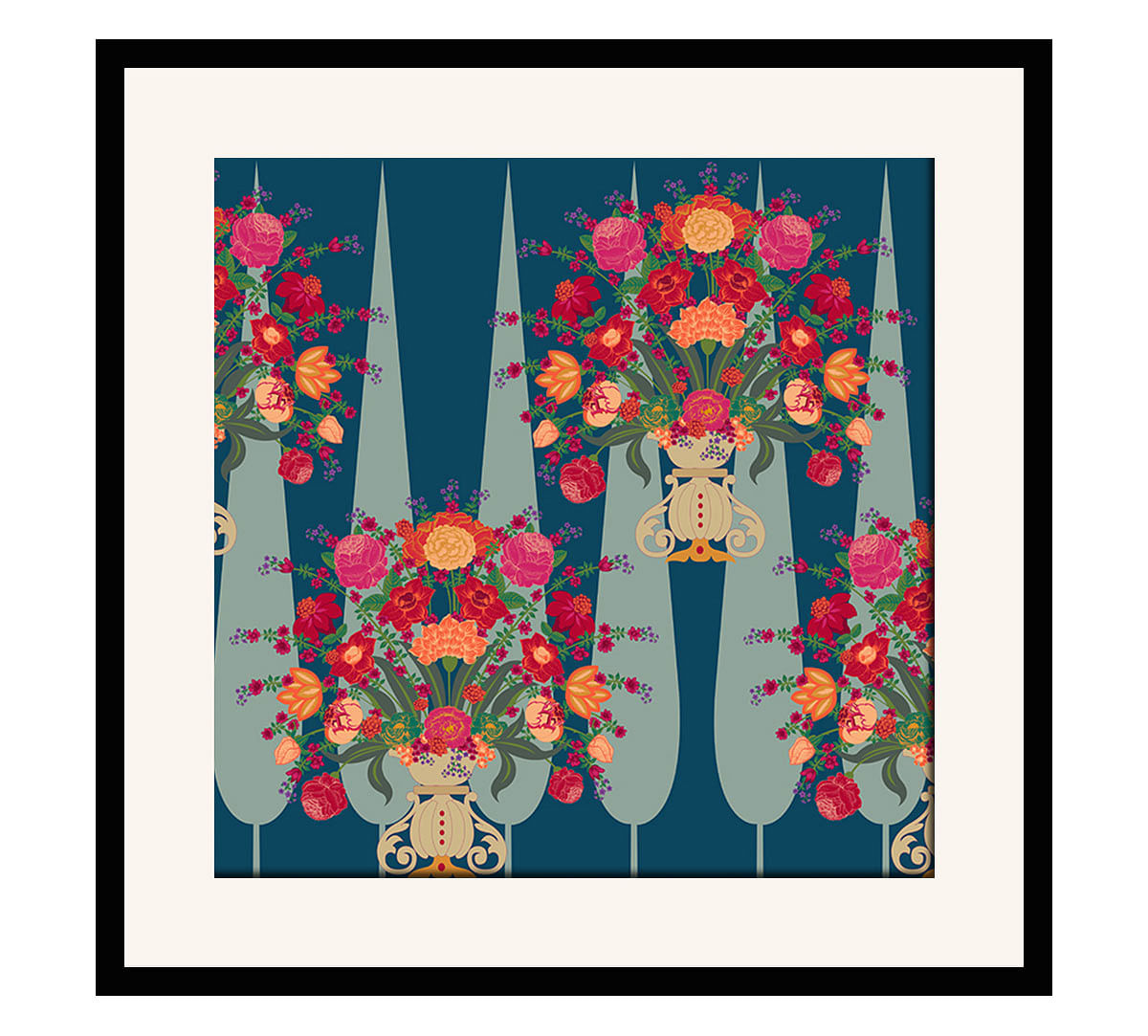 India Circus Conifer Affair 16 x 16 and 24 x 24 Framed Wall Art