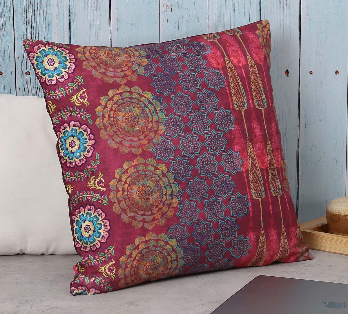 India Circus Conifer Rangoli Canvas Cushion Cover