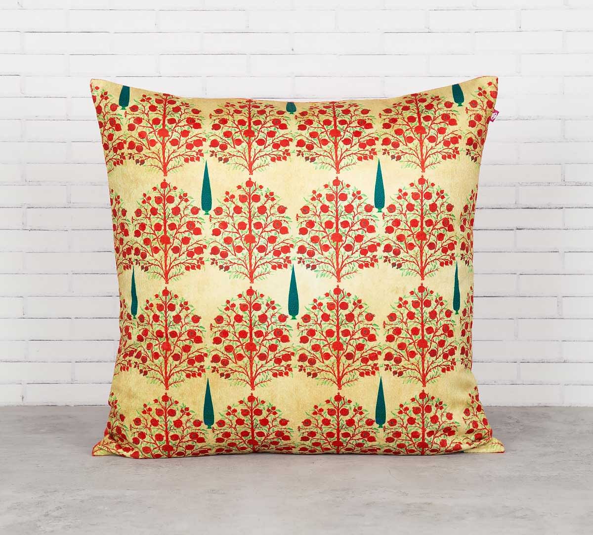 India Circus Cream Mystical Pomegranate Blended Velvet Cushion Cover