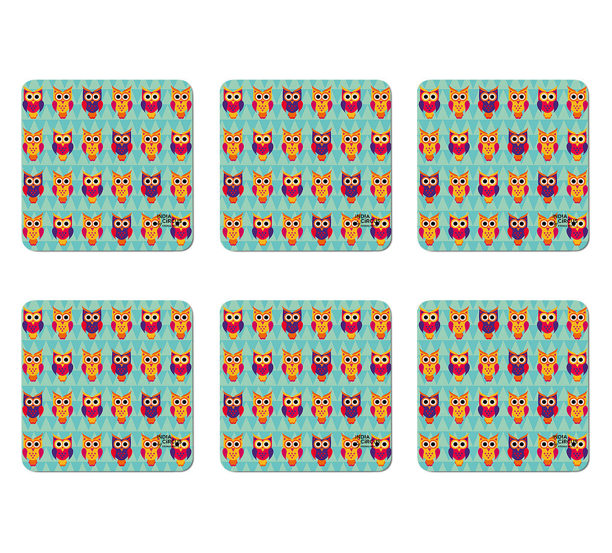 India Circus Disco Hedwig PVC Table Coaster (Set of 6)