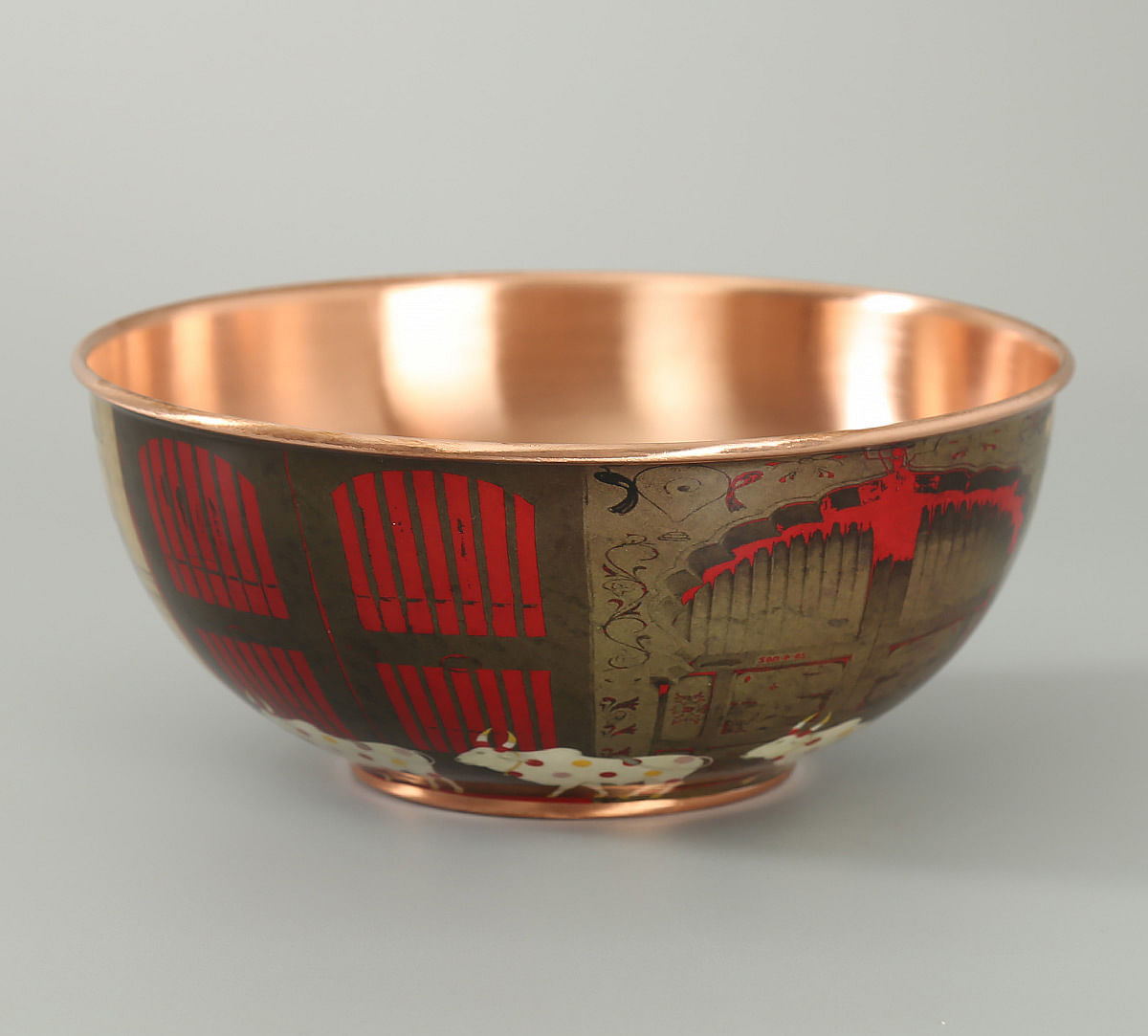 India Circus Doors Of Mystical Wonder Copper Bowl