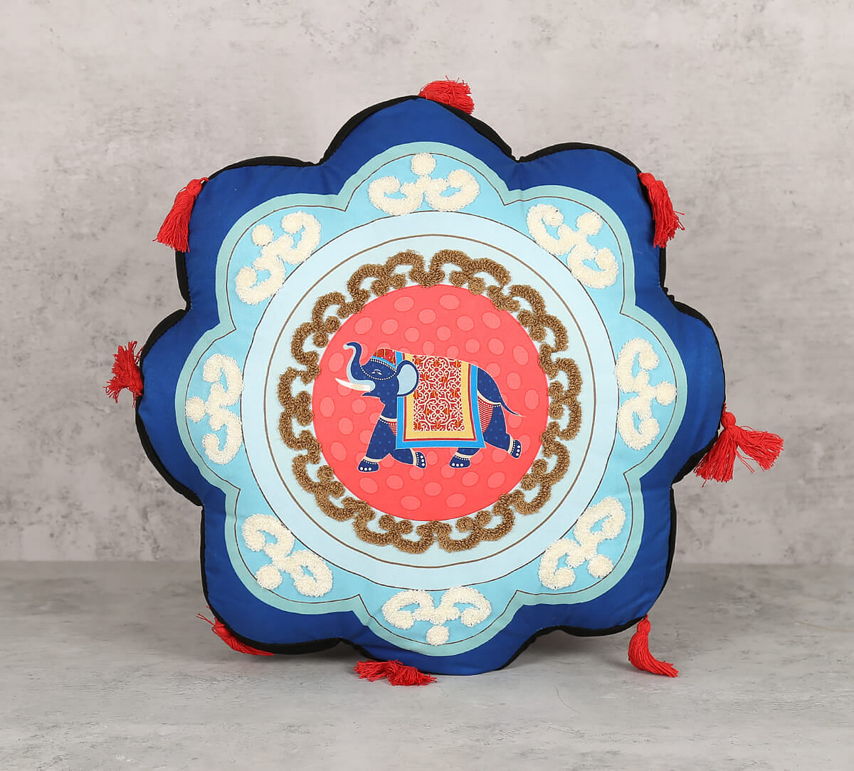 India Circus Eclectic Tusker Shaped Cushion