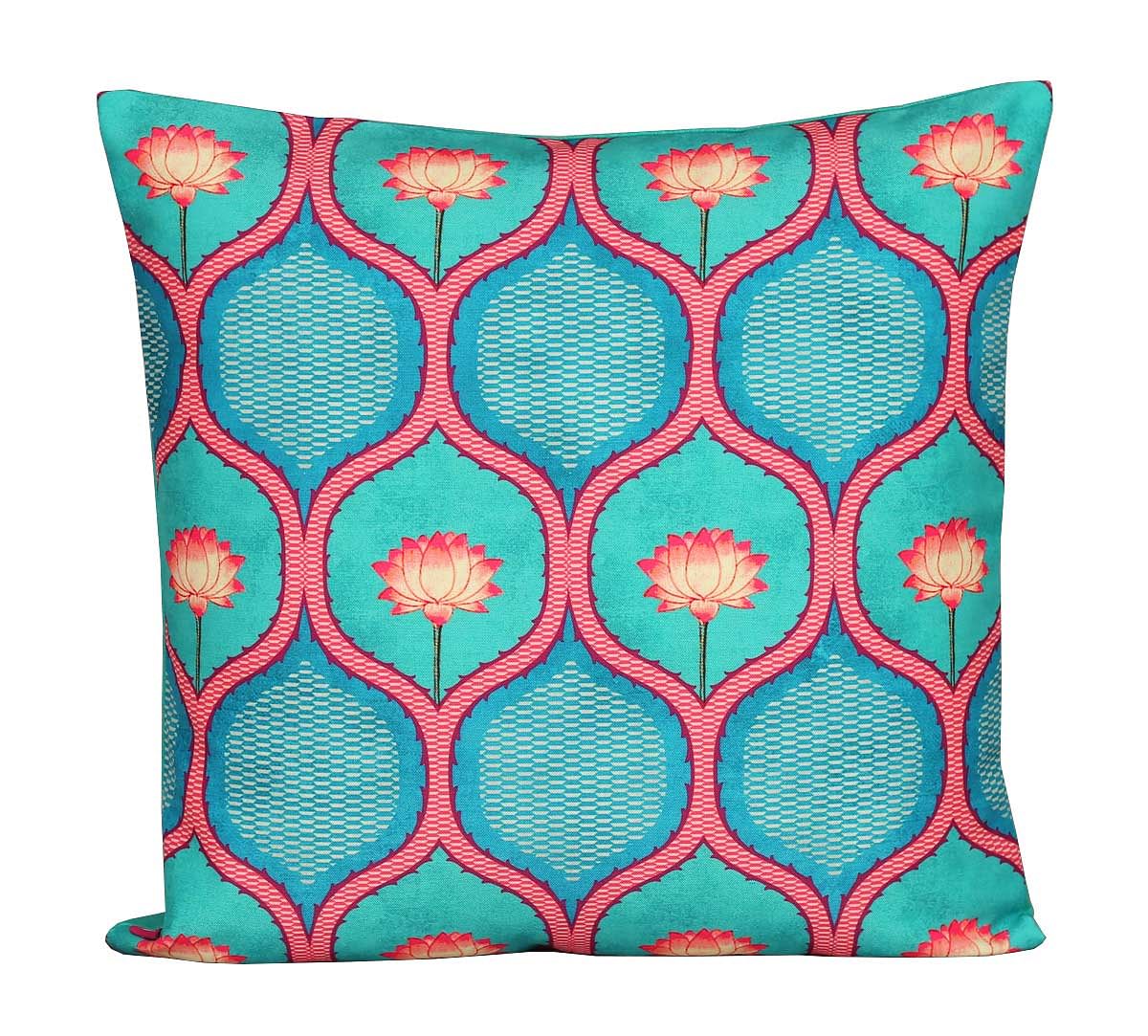 India Circus Entangled Lotus Canvas Cushion Cover