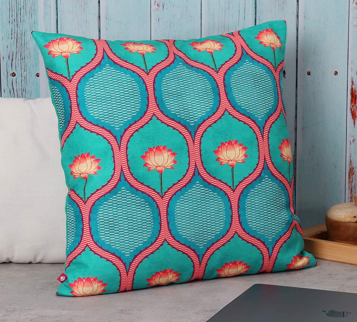 India Circus Entangled Lotus Canvas Cushion Cover