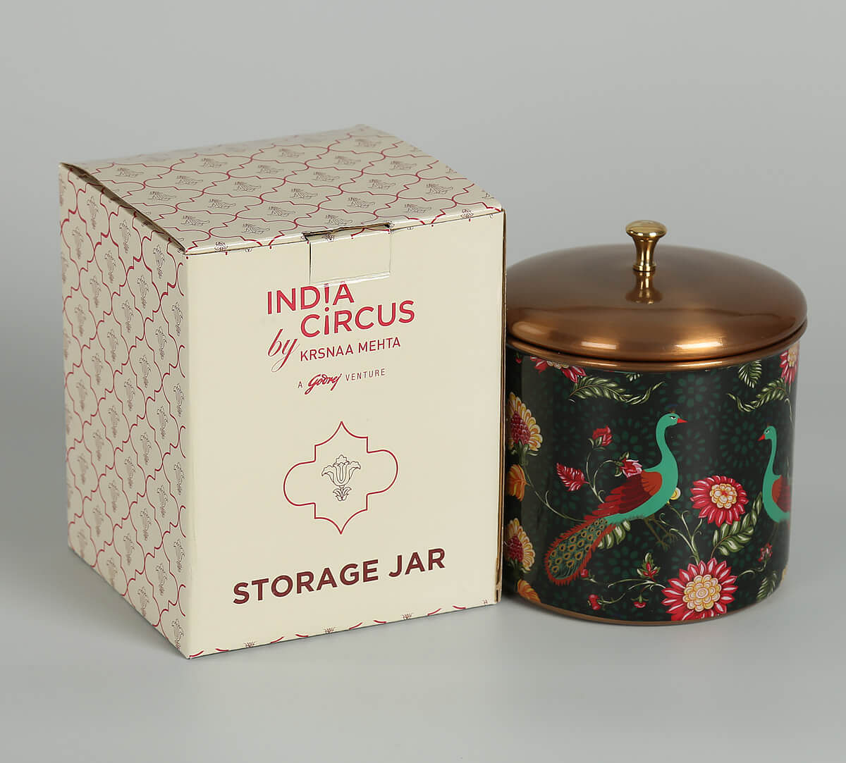 India Circus Feathers & florals Storage Jar