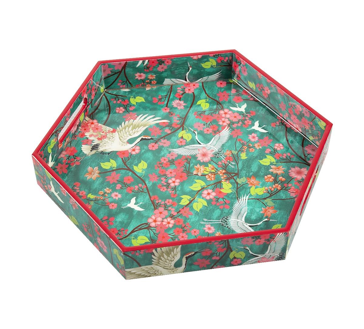 India Circus Flight of Cranes Hexagon Serving Tray