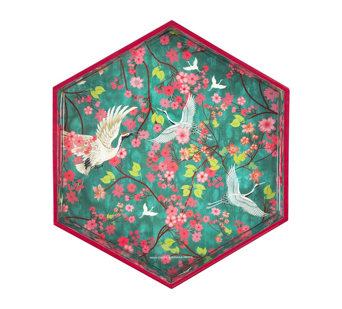 India Circus Flight of Cranes Hexagon Serving Tray