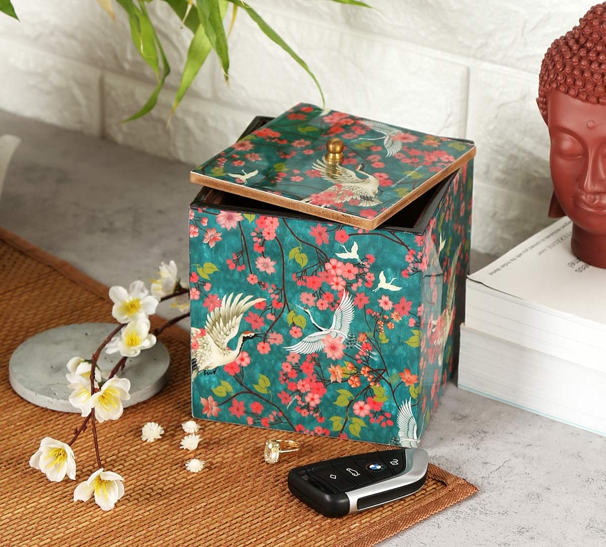 India Circus Flight of Cranes Square Storage Box