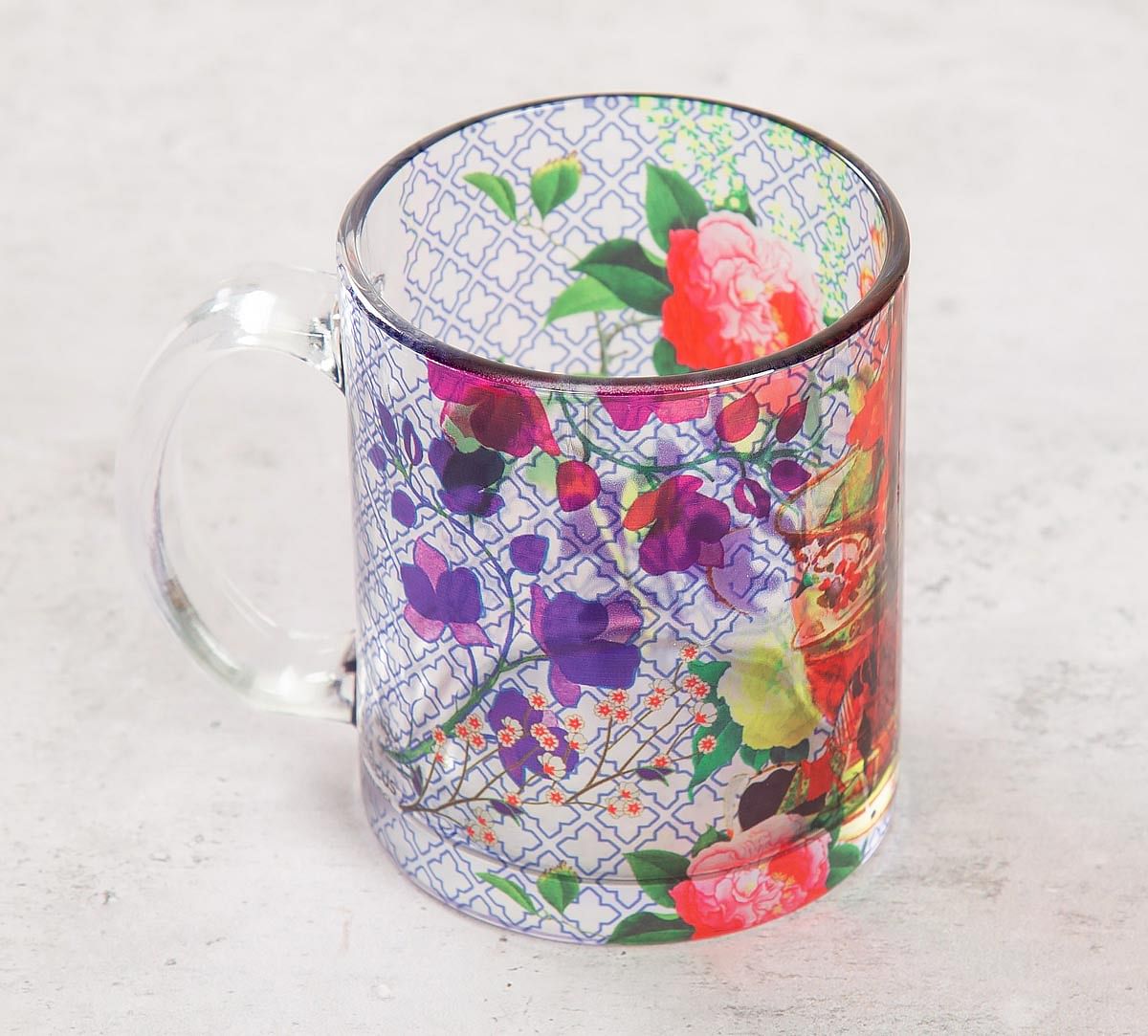 India Circus Floral Cup Illusion Glass Mug