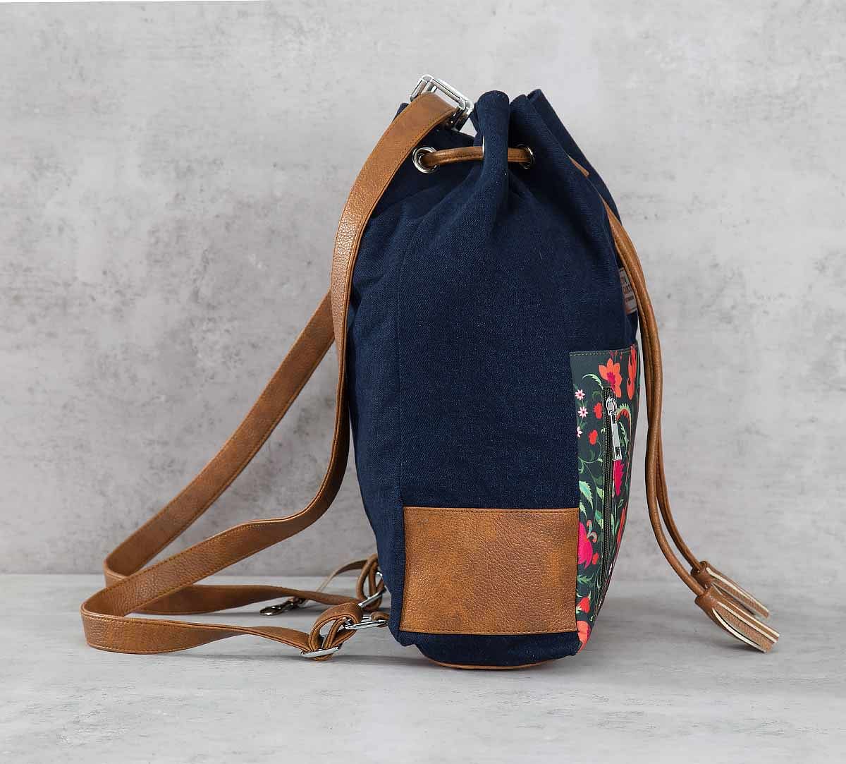 India Circus Floral Ecstasy Denim Hobo Bag