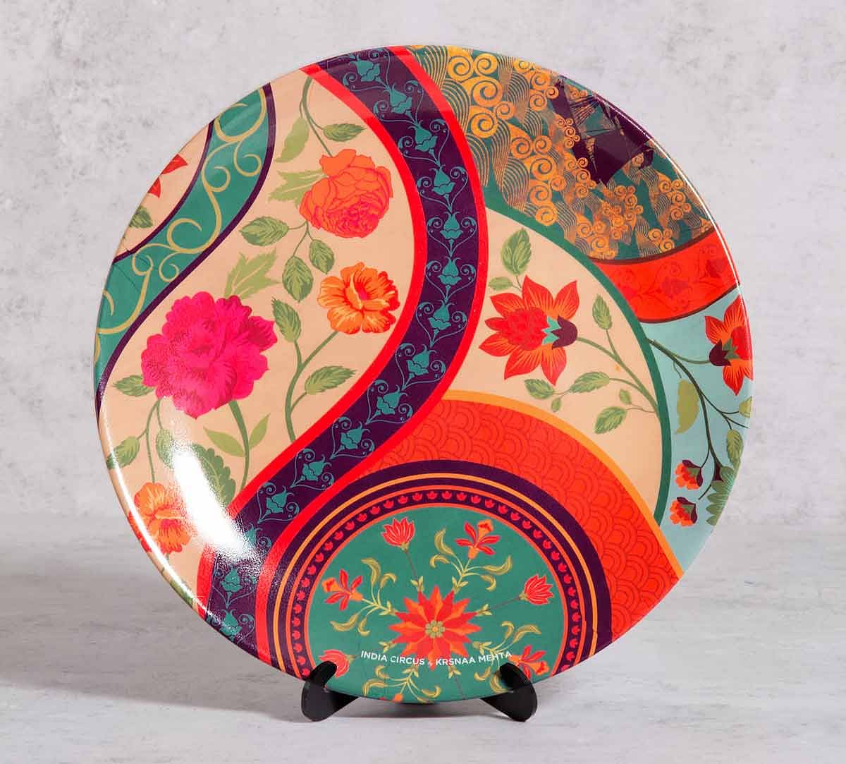 India Circus Floral Embroidery 10 inch Decorative and Snacks Platter