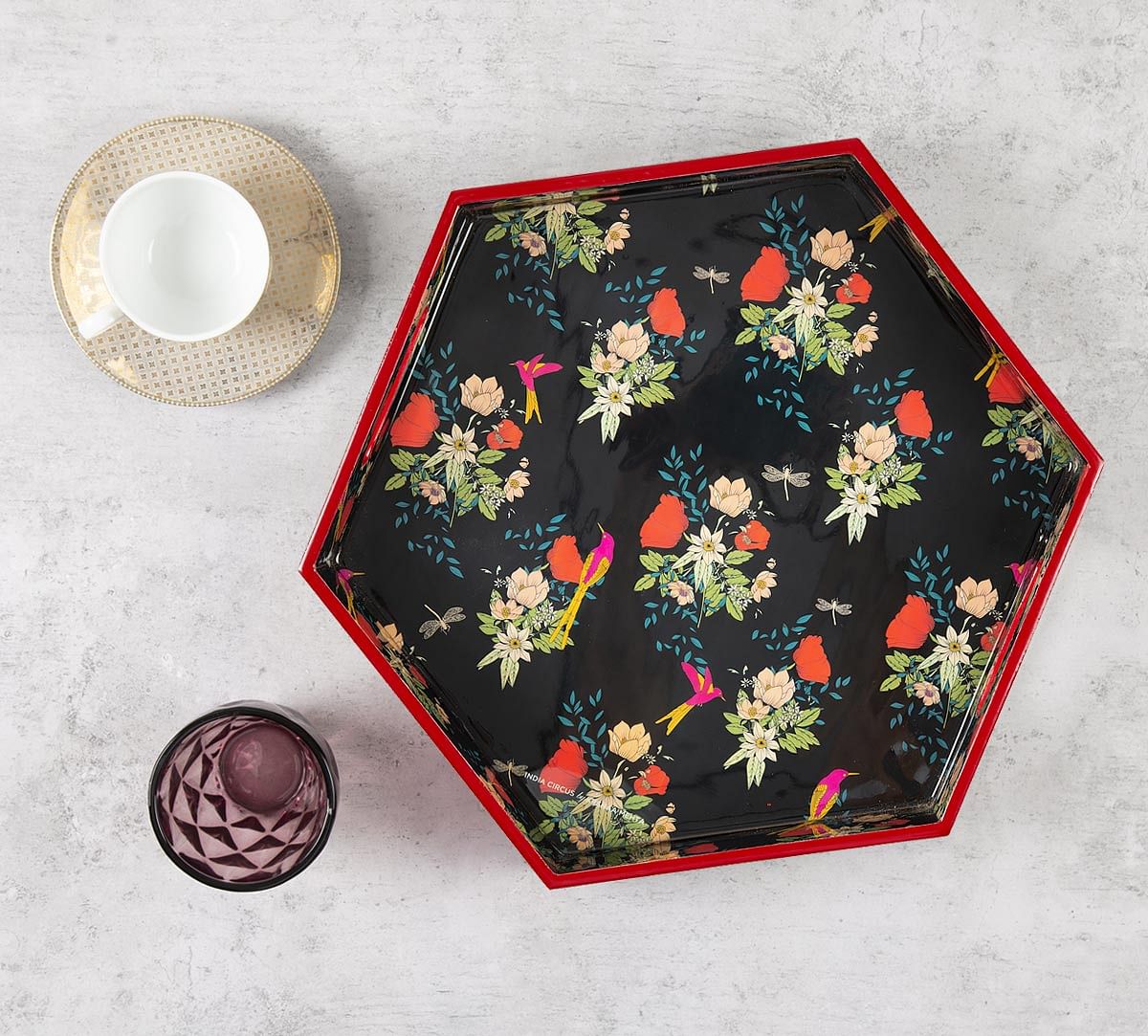 India Circus Floral Fascination Hexagon Serving Tray