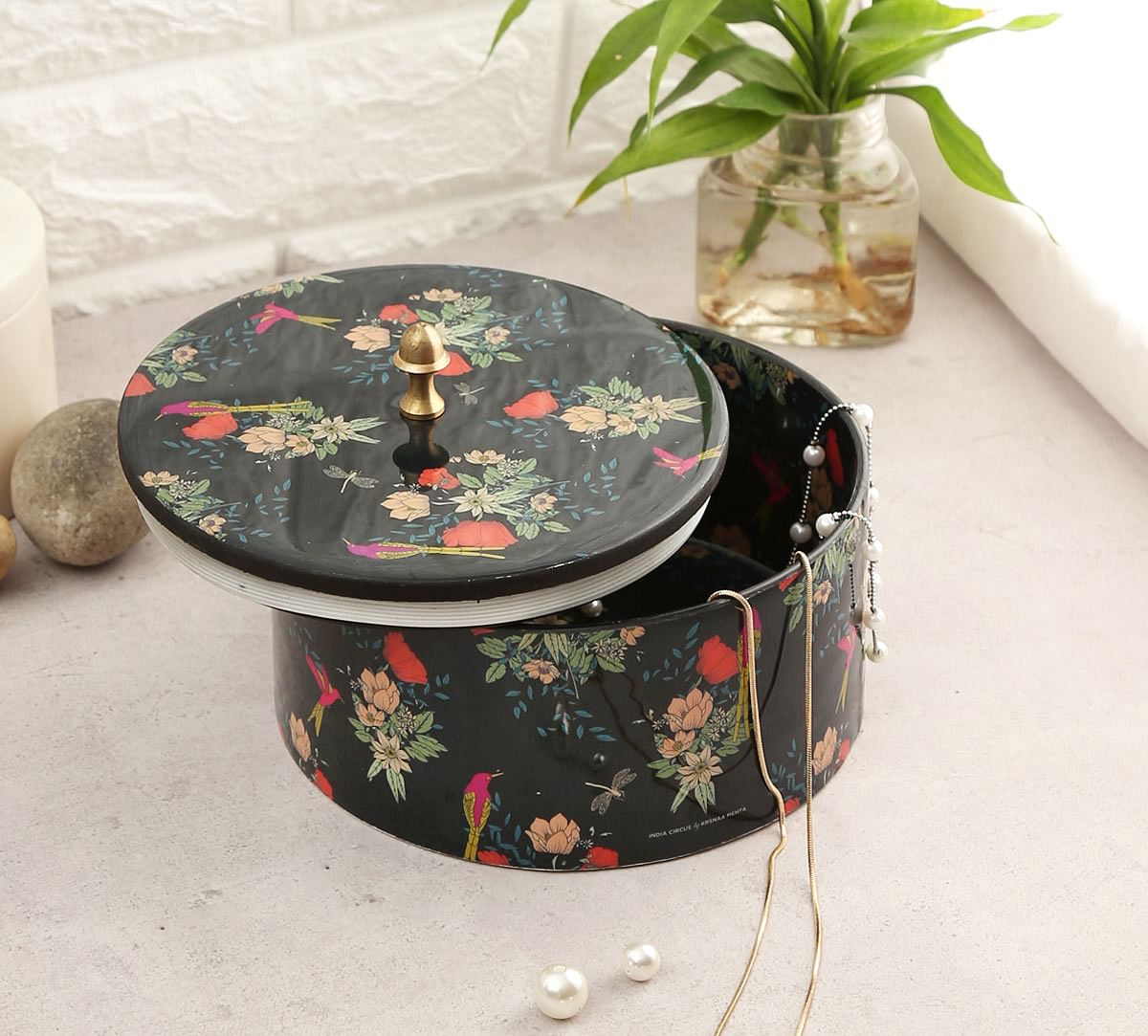 India Circus Floral Fascination Round Storage Box