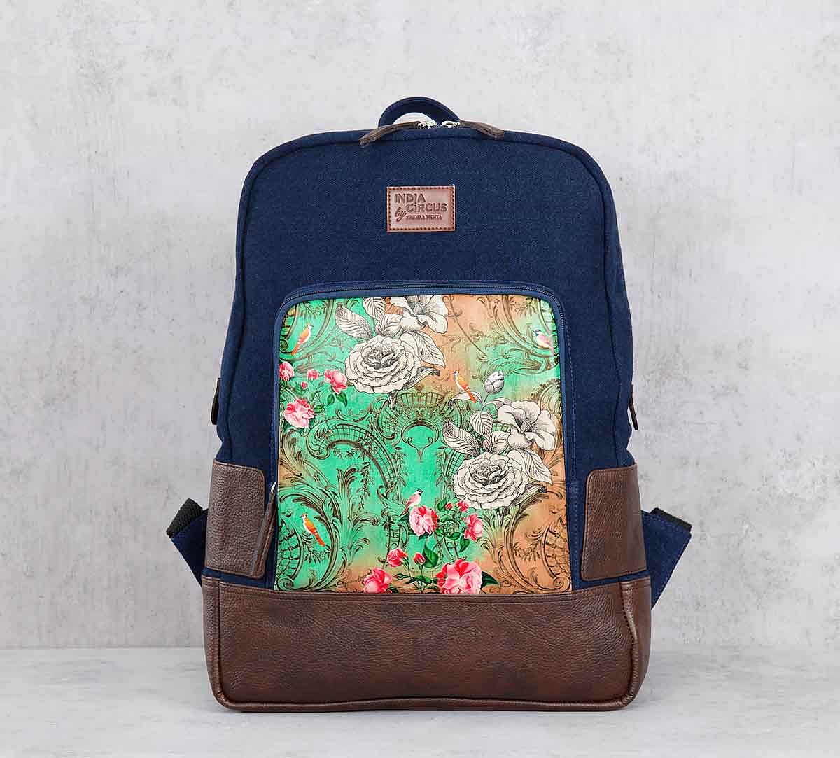 India Circus Floral Flutter Denim Backpack