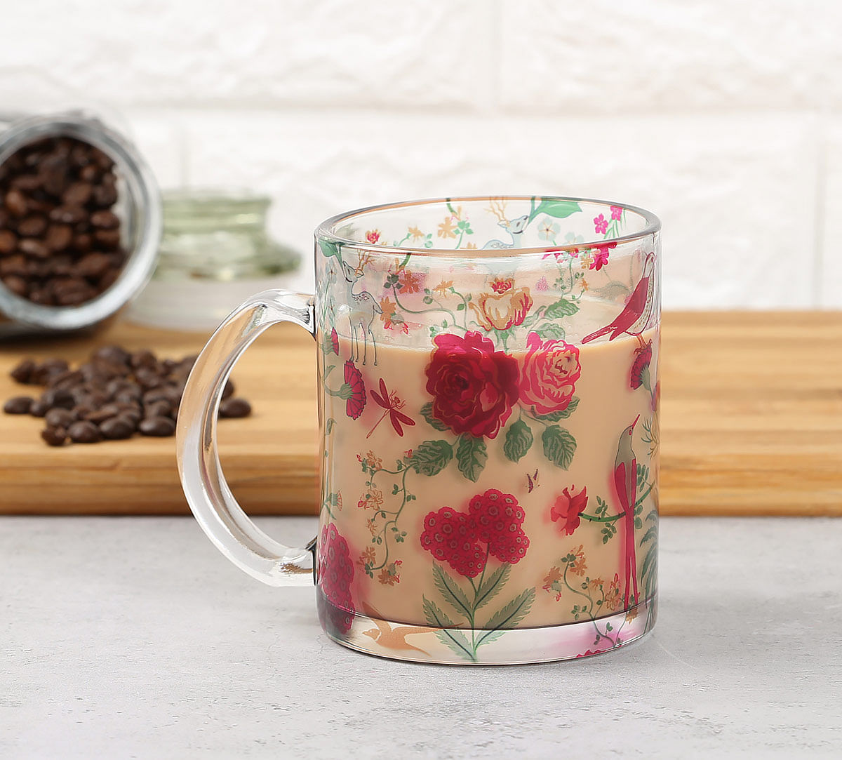 India Circus Floral Galore Glass Mug