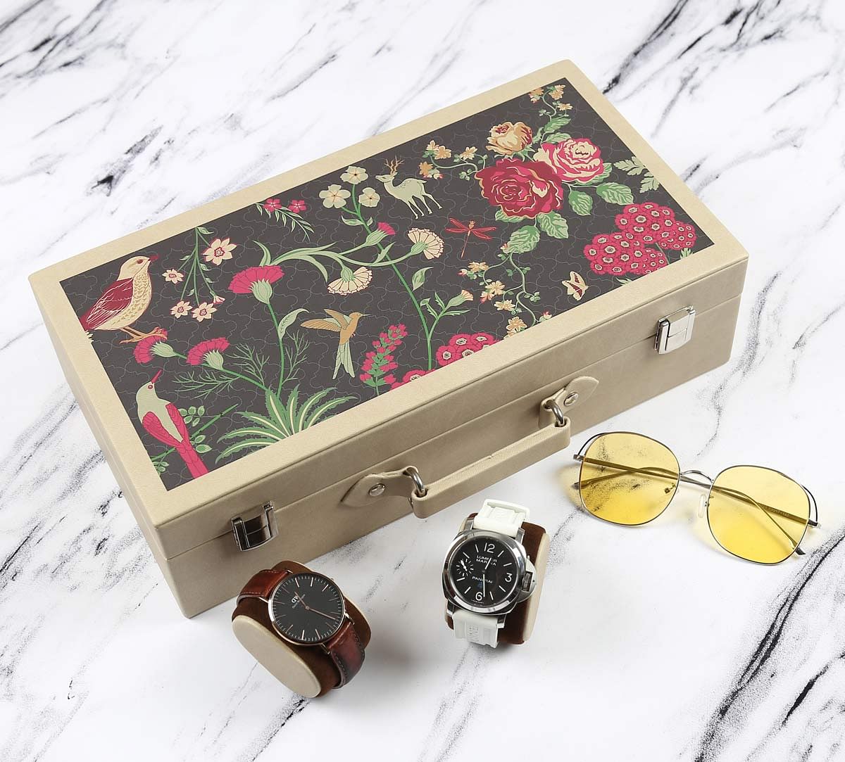 India Circus Floral Galore Leather Watch and Eyewear Box