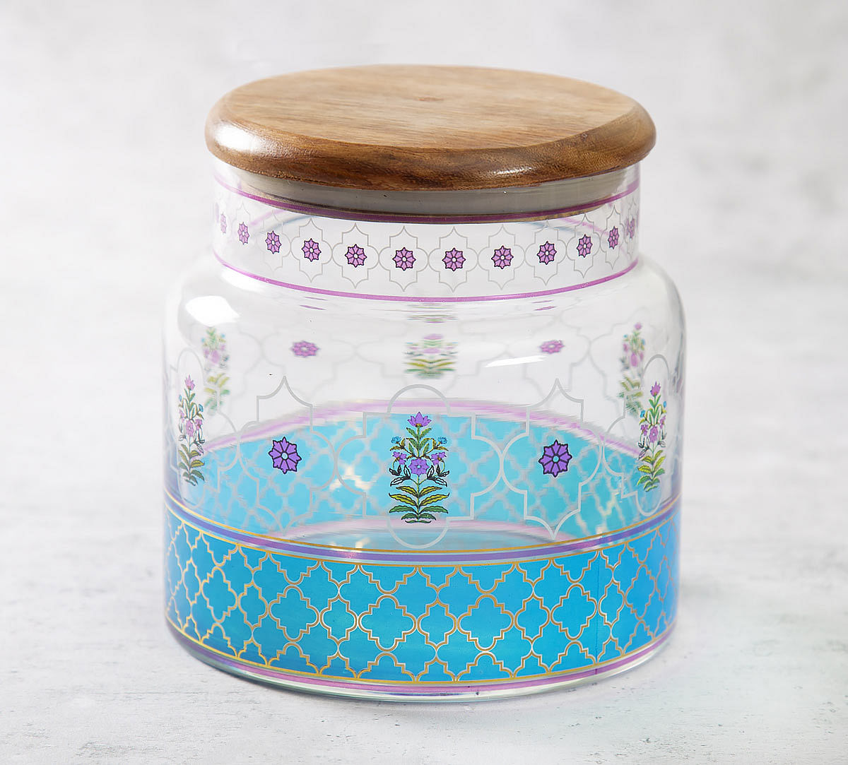 India Circus Floral Lattice Glass Jar