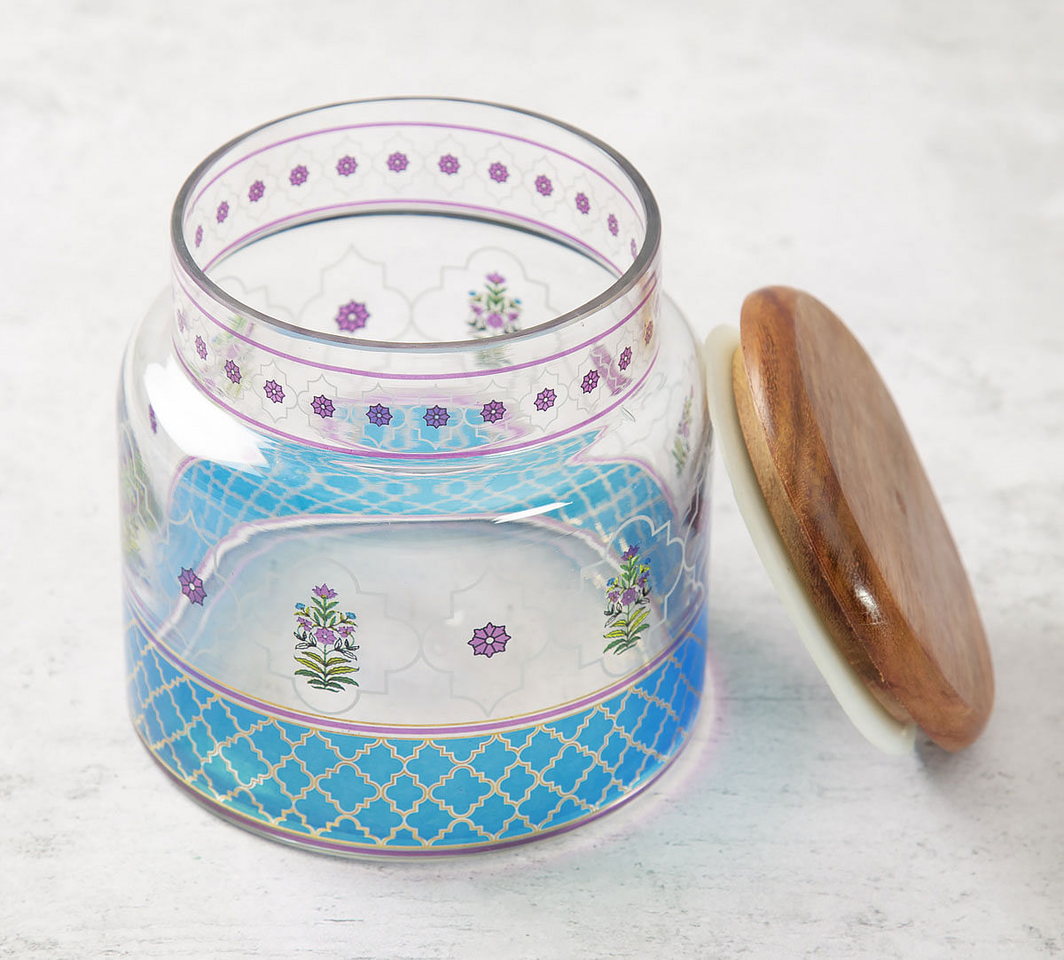 India Circus Floral Lattice Glass Jar