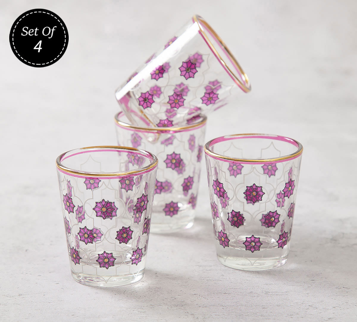 India Circus Floral Lattice Shot Glass (Set of 4)