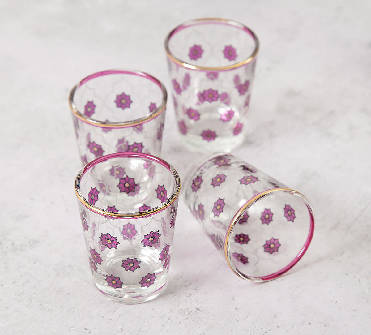 India Circus Floral Lattice Shot Glass (Set of 4)