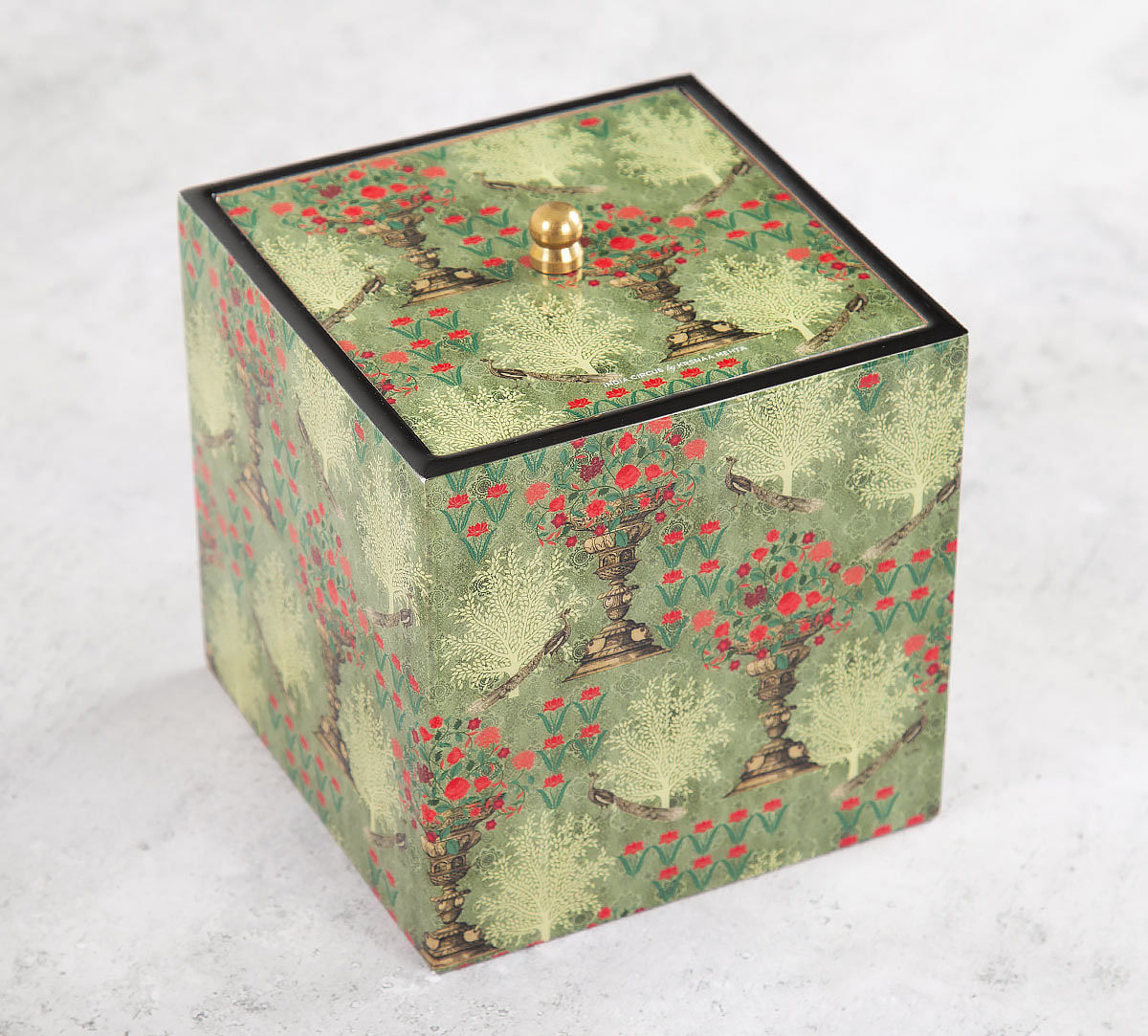 India Circus Floral Pillar Crest Square Storage Box