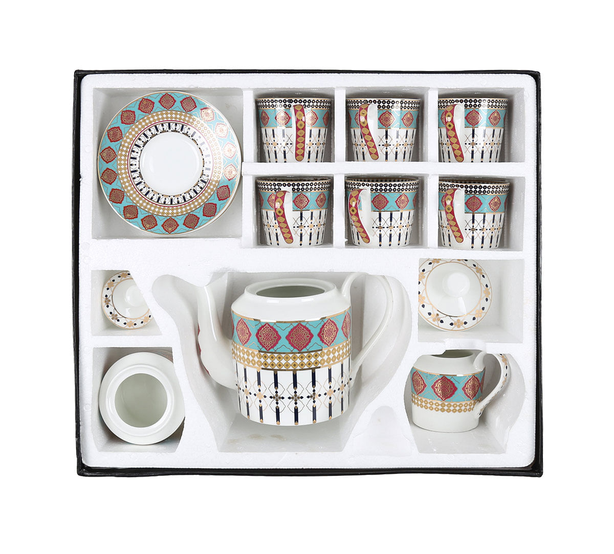 India Circus Floral Reed Tea Cup & Saucer Set of 17 pcs