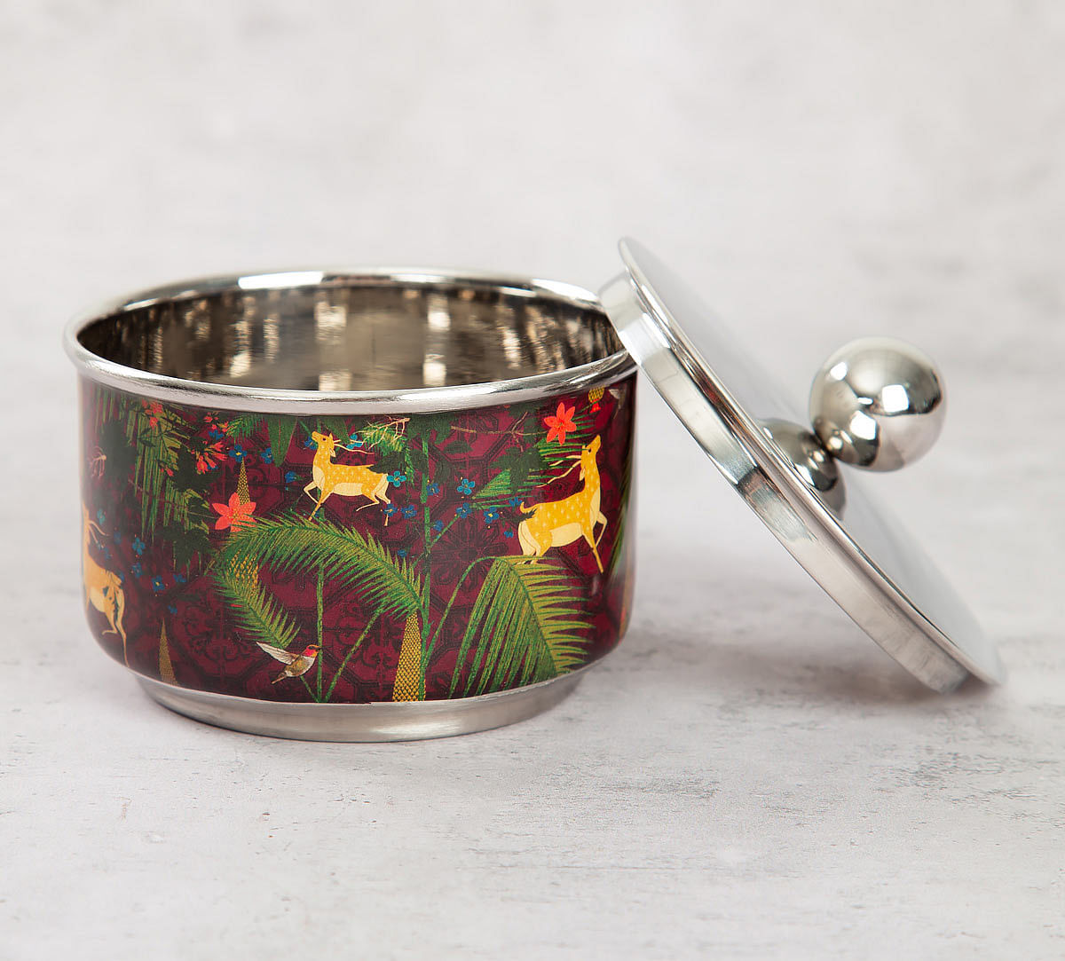 India Circus Forest Fetish Steel Bowl with Lid