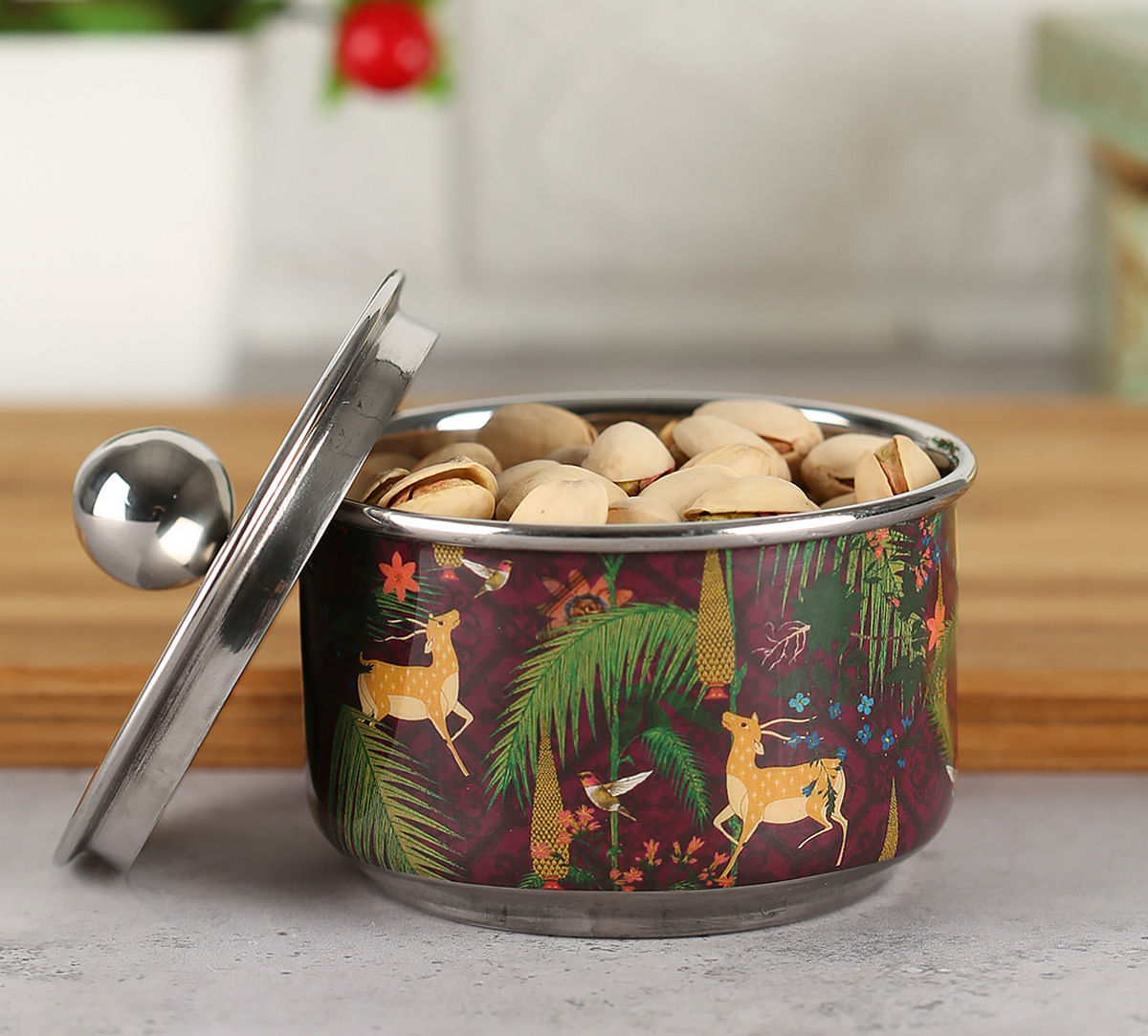 India Circus Forest Fetish Steel Bowl with Lid
