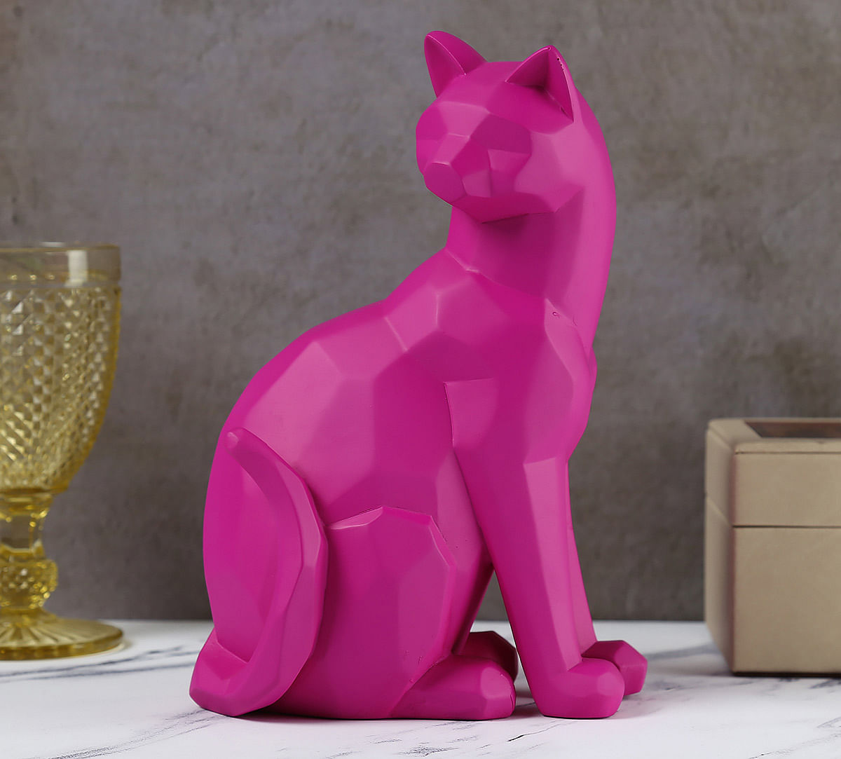 India Circus Fuchsia Cat Figurine