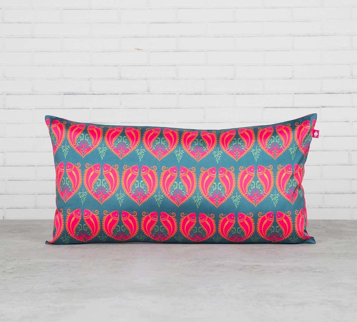 India Circus Fuchsia Fish Romance Blended Taf Silk Cushion Cover