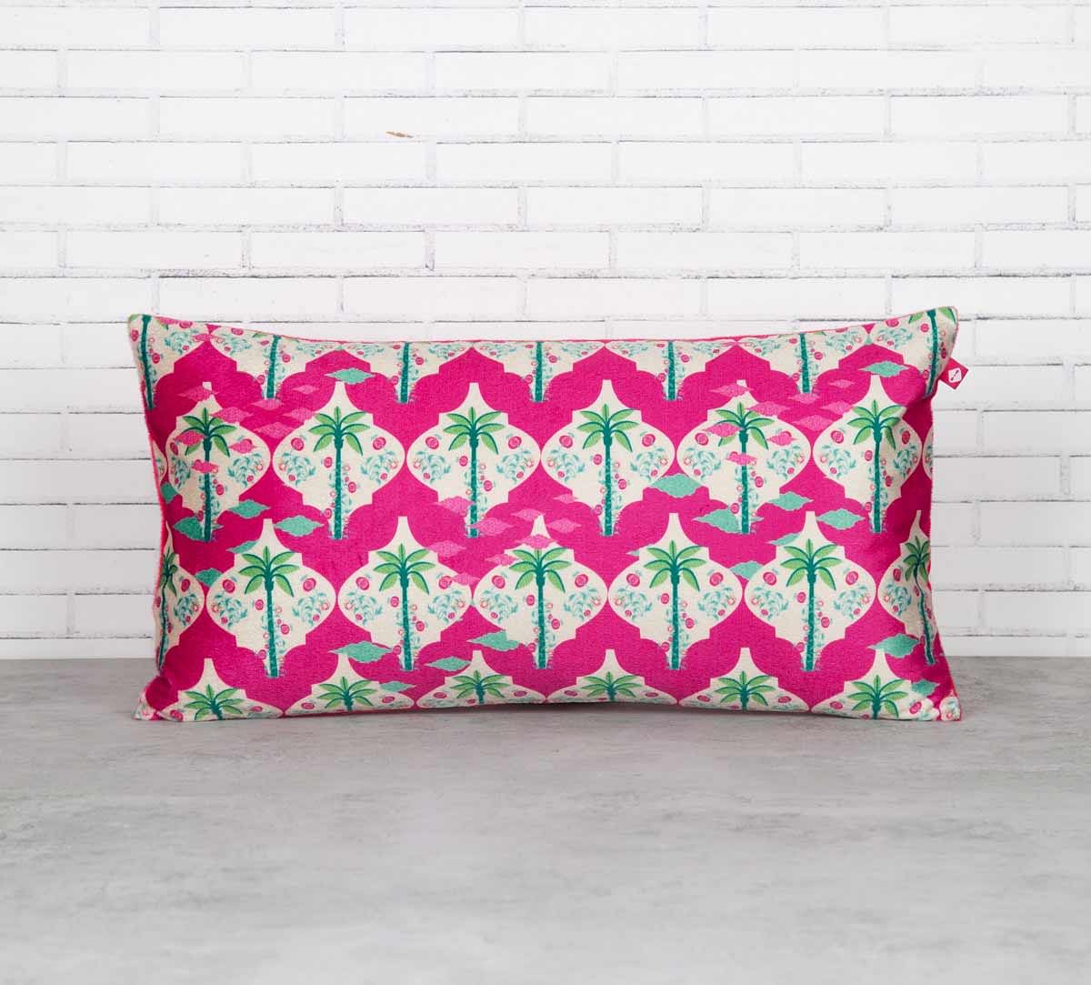 India Circus Fuchsia Palmira Blended Velvet Cushion Cover