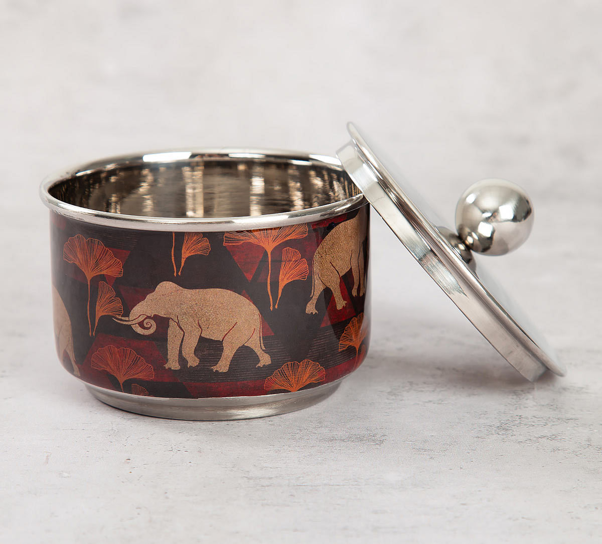 India Circus Gallant Tusker Steel Bowl with Lid