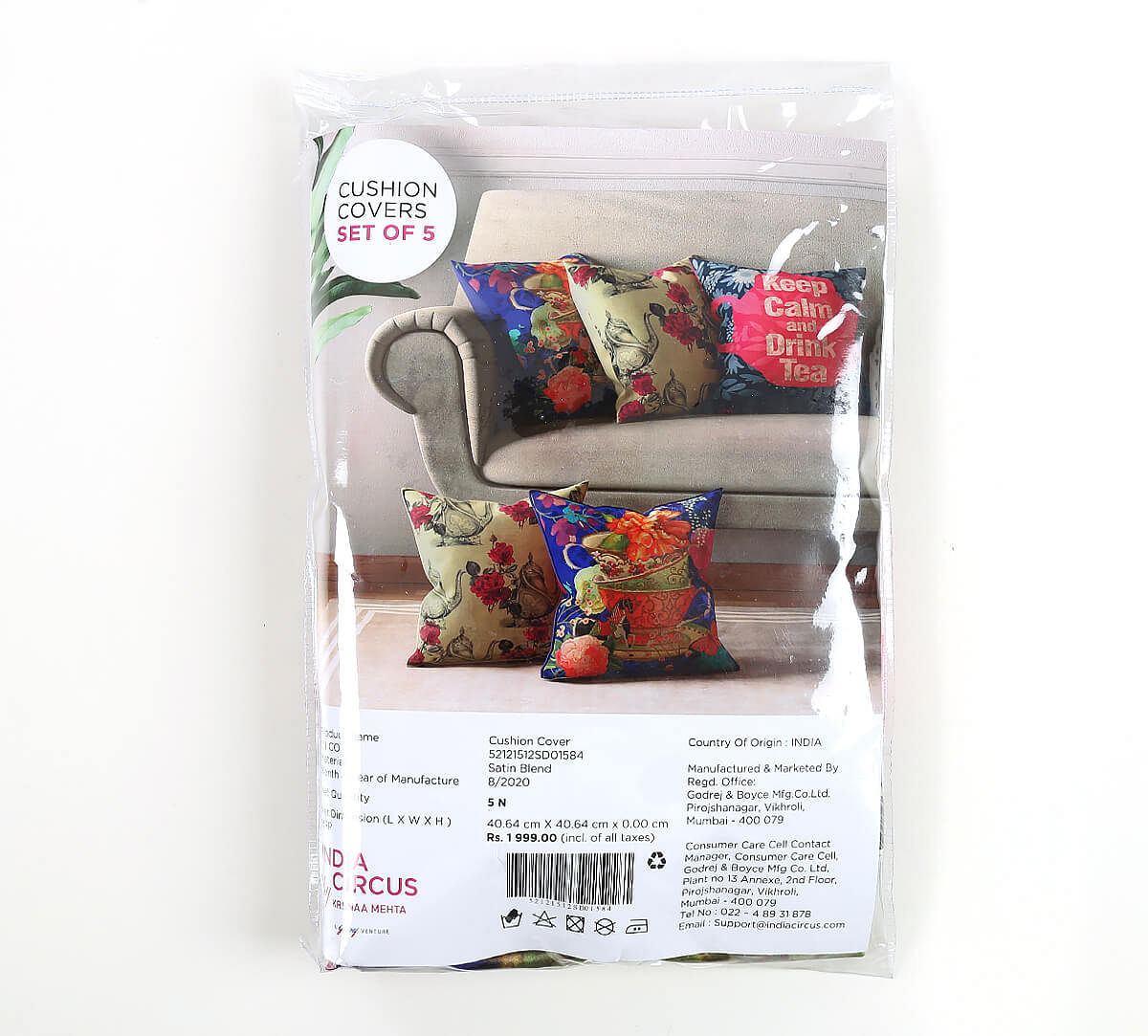 India Circus Garden Hi-Tea Cushion Cover Set of 5