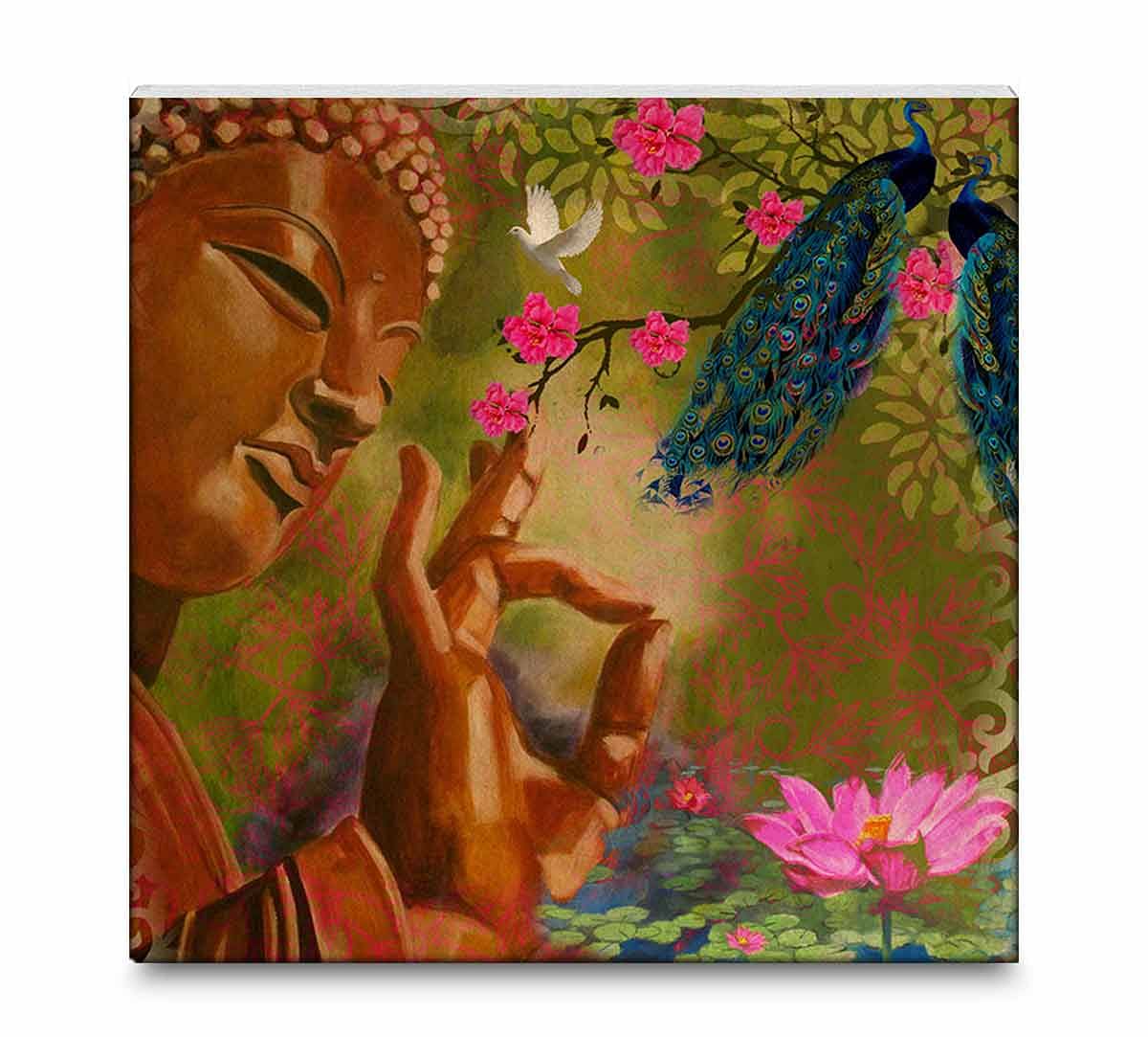 India Circus Garden Of Peace Canvas Mounted Wall Art