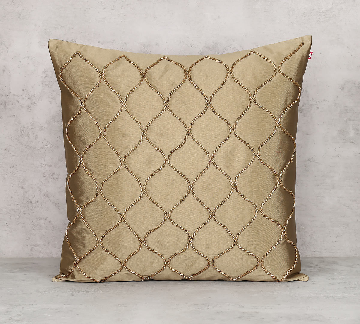 India Circus Gold Bead Beige Cushion Cover