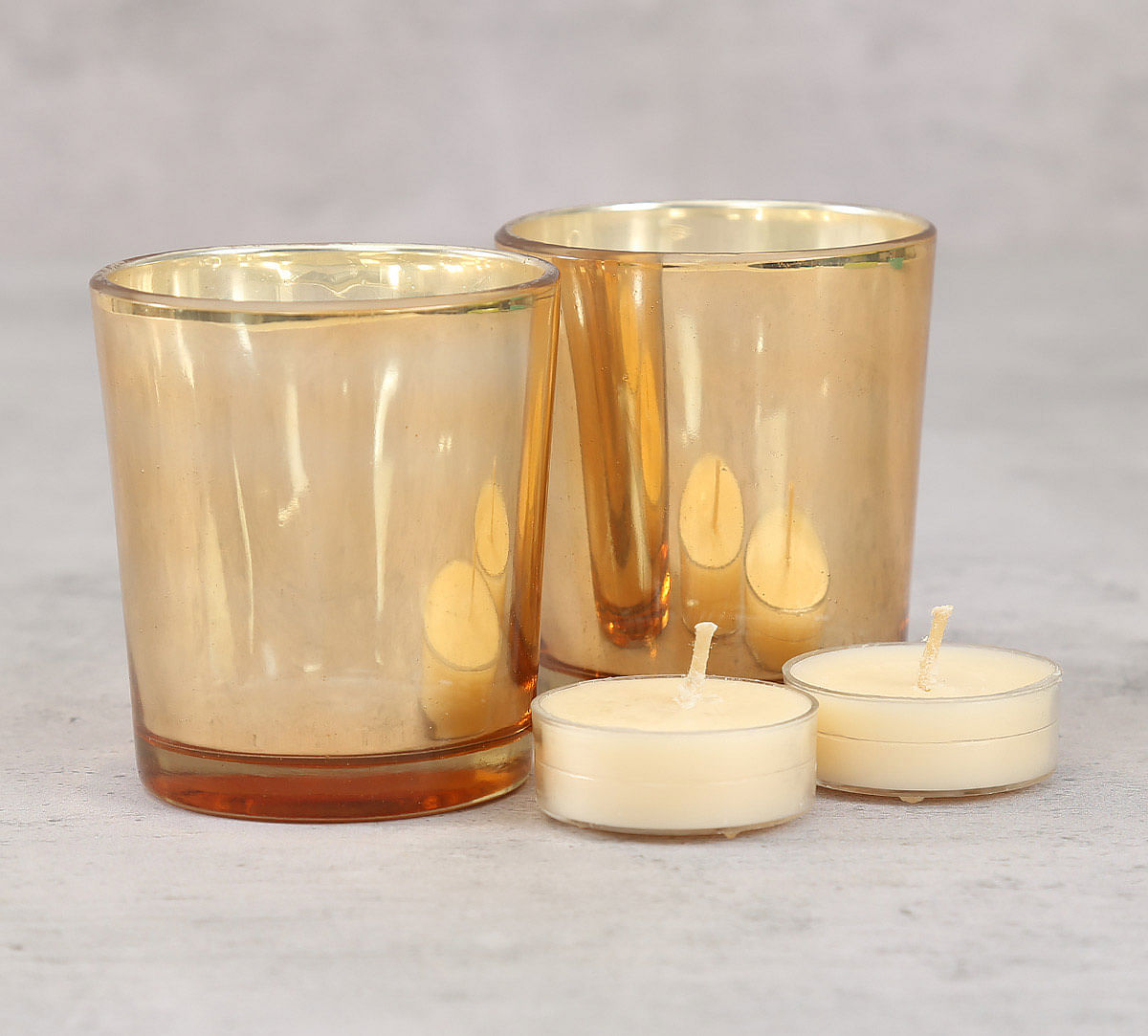 India Circus Golden Glass Votives Gift Box (Set of 2)