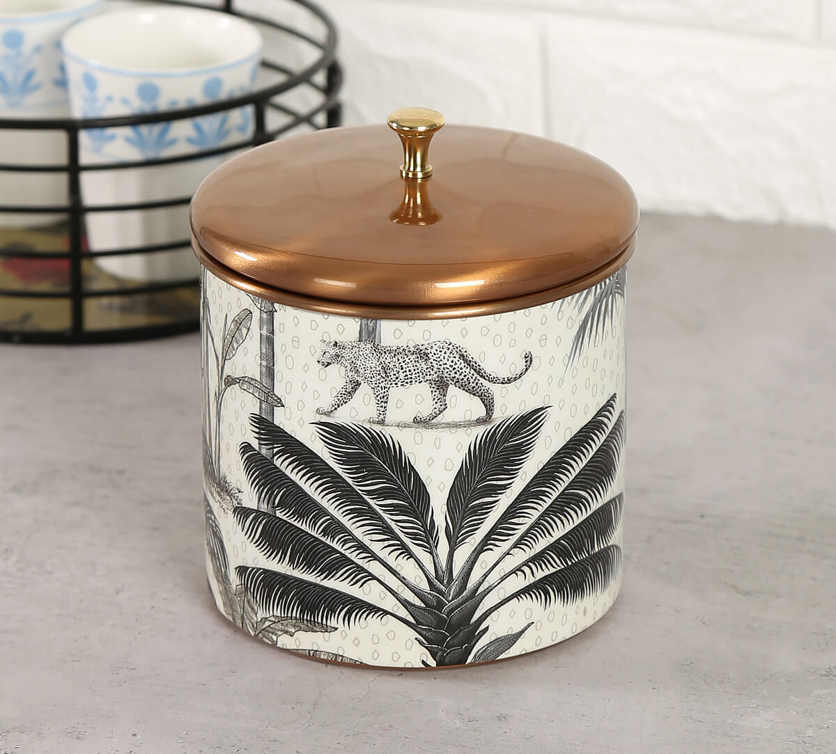 India Circus Grayscale Safari Storage Jar