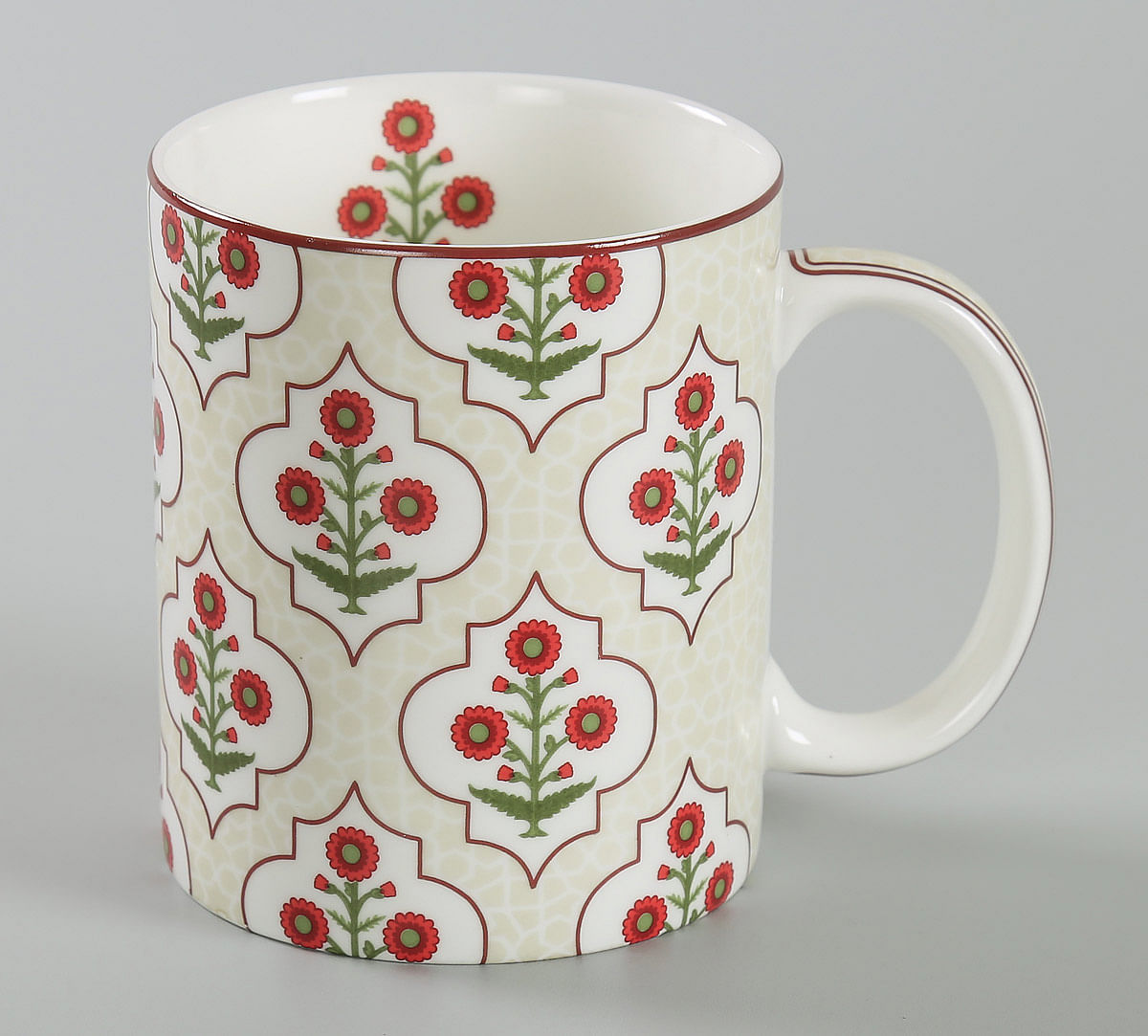 India Circus Grey Poppy Flower Coffee Mug