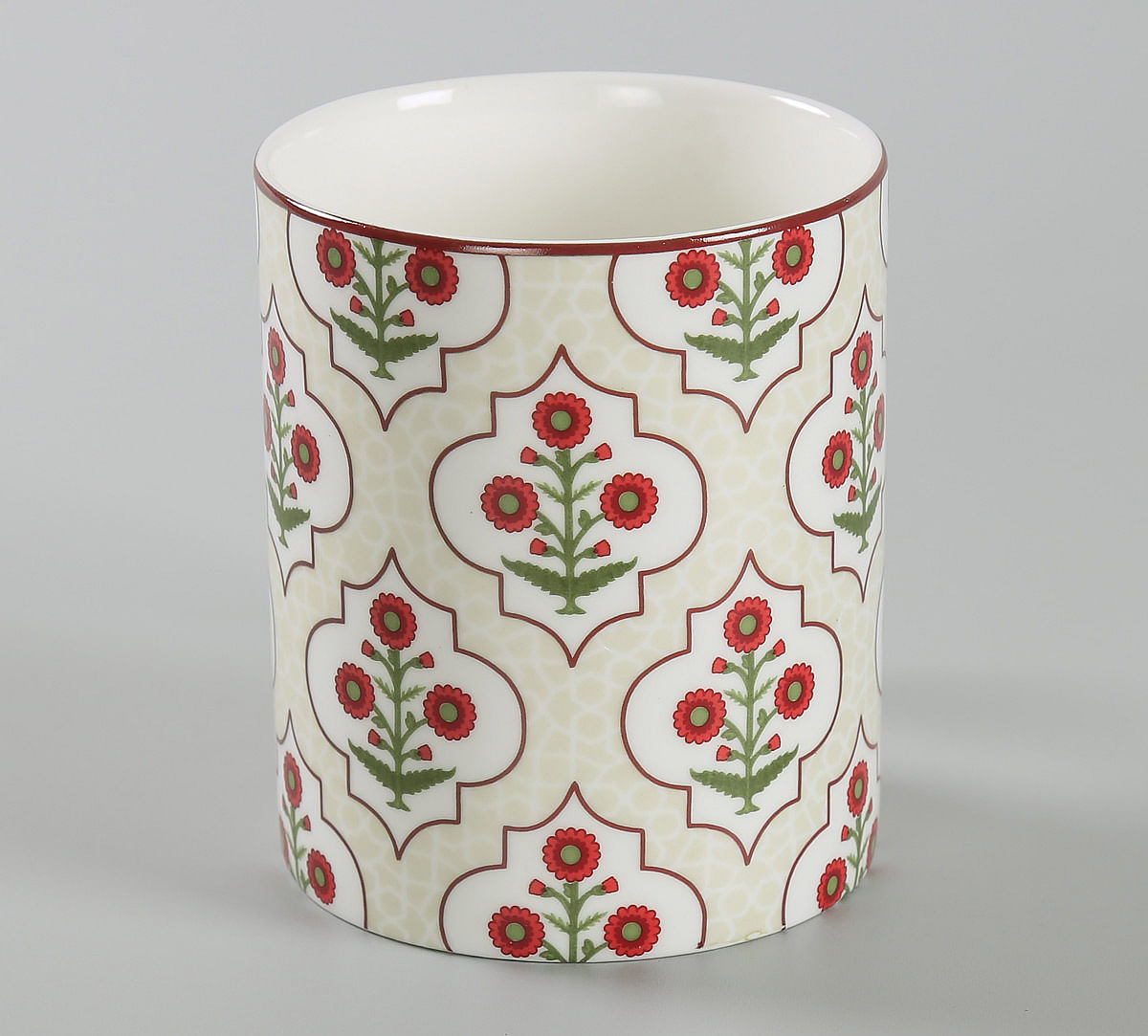 India Circus Grey Poppy Flower Coffee Mug