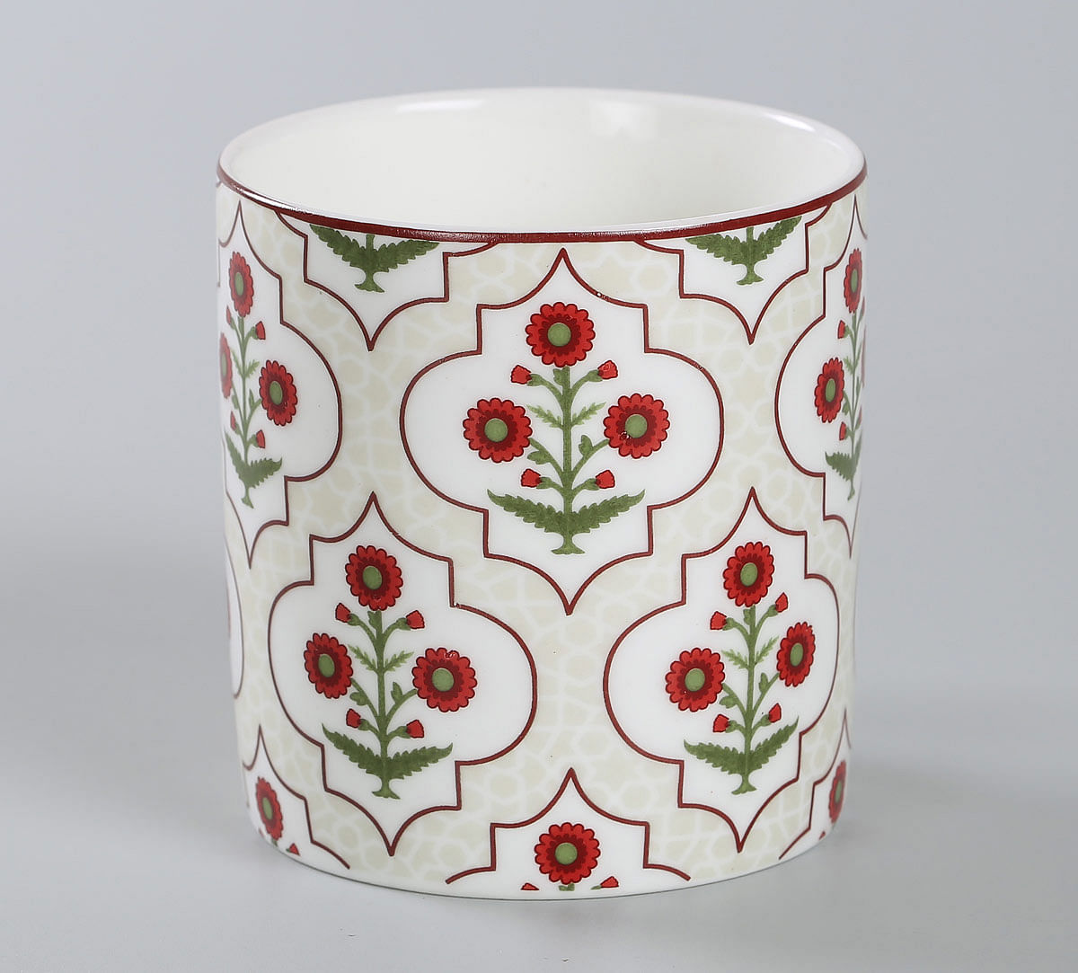 India Circus Grey Poppy Flower Mug Set of 6