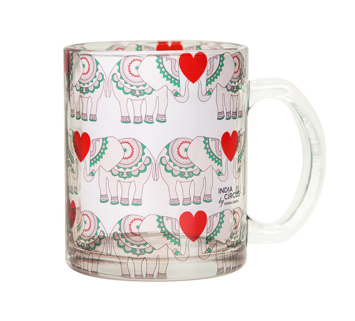 India Circus Heart Tusker Glass Mug