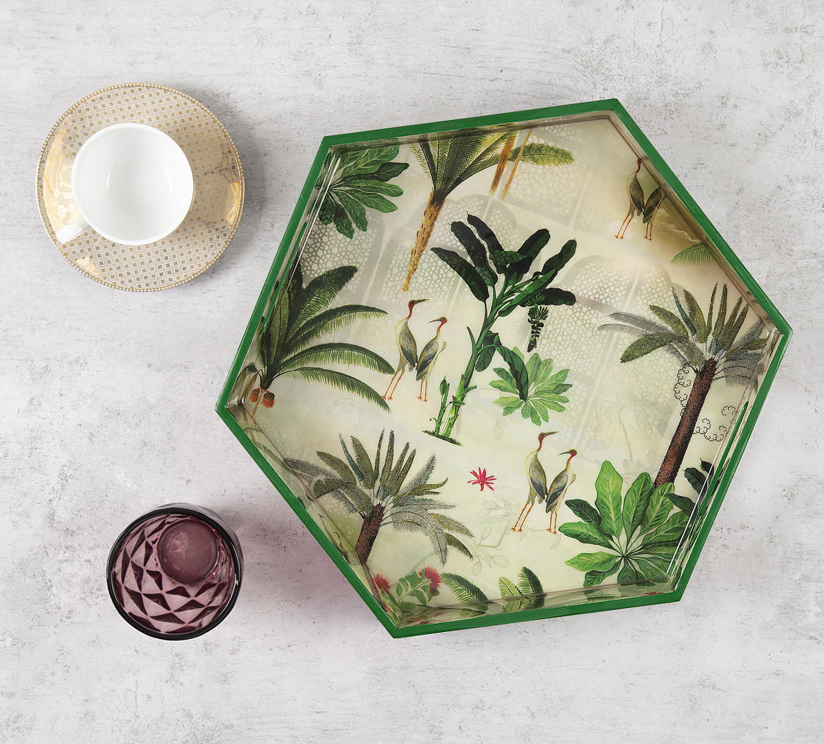 India Circus Heron's Garden Hexagon Serving Tray