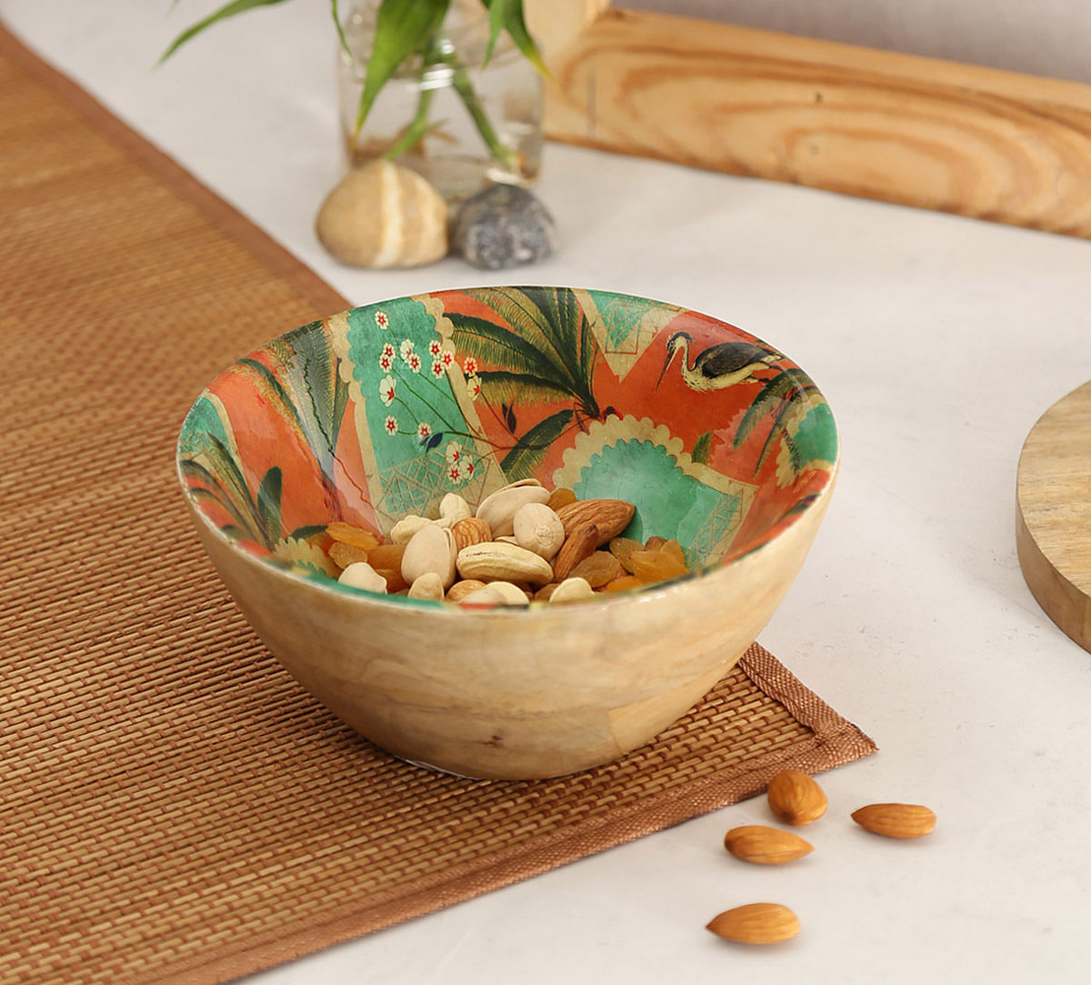 India Circus Heron's Palace Wooden Bowl