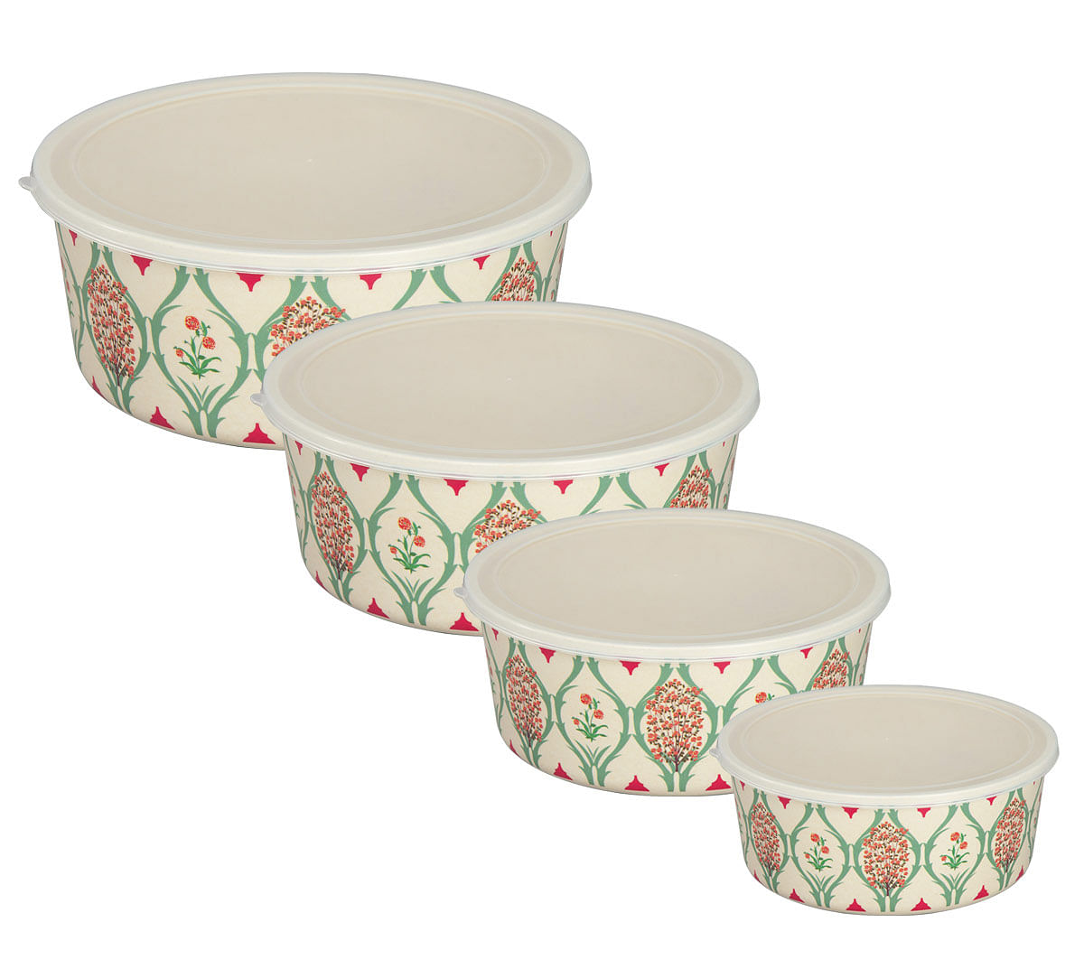 India Circus Lattice Blooms Bamboo Container Set