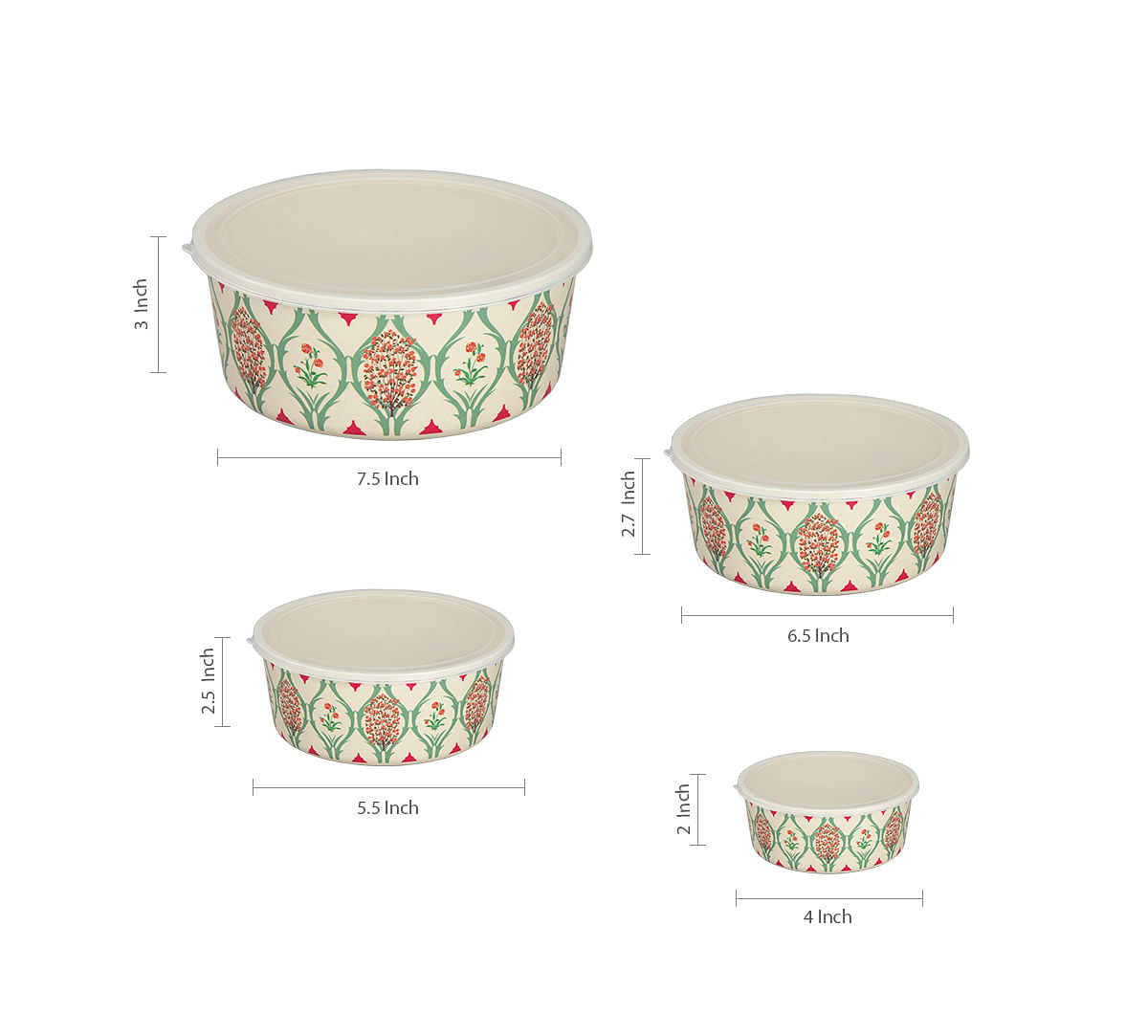 India Circus Lattice Blooms Bamboo Container Set