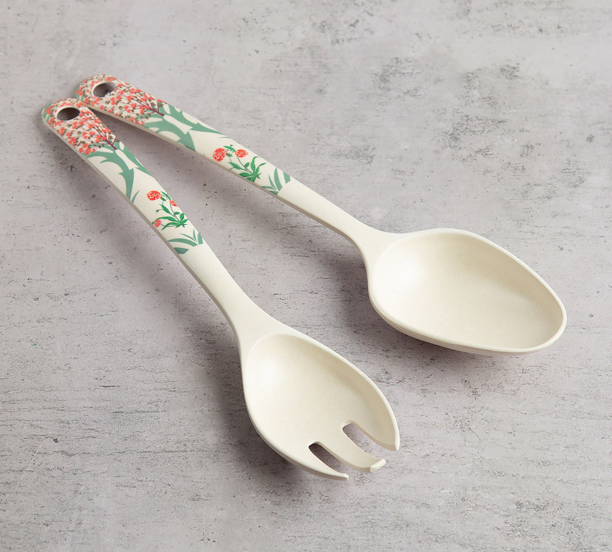 India Circus Lattice Blooms Bamboo Salad Bowl Set